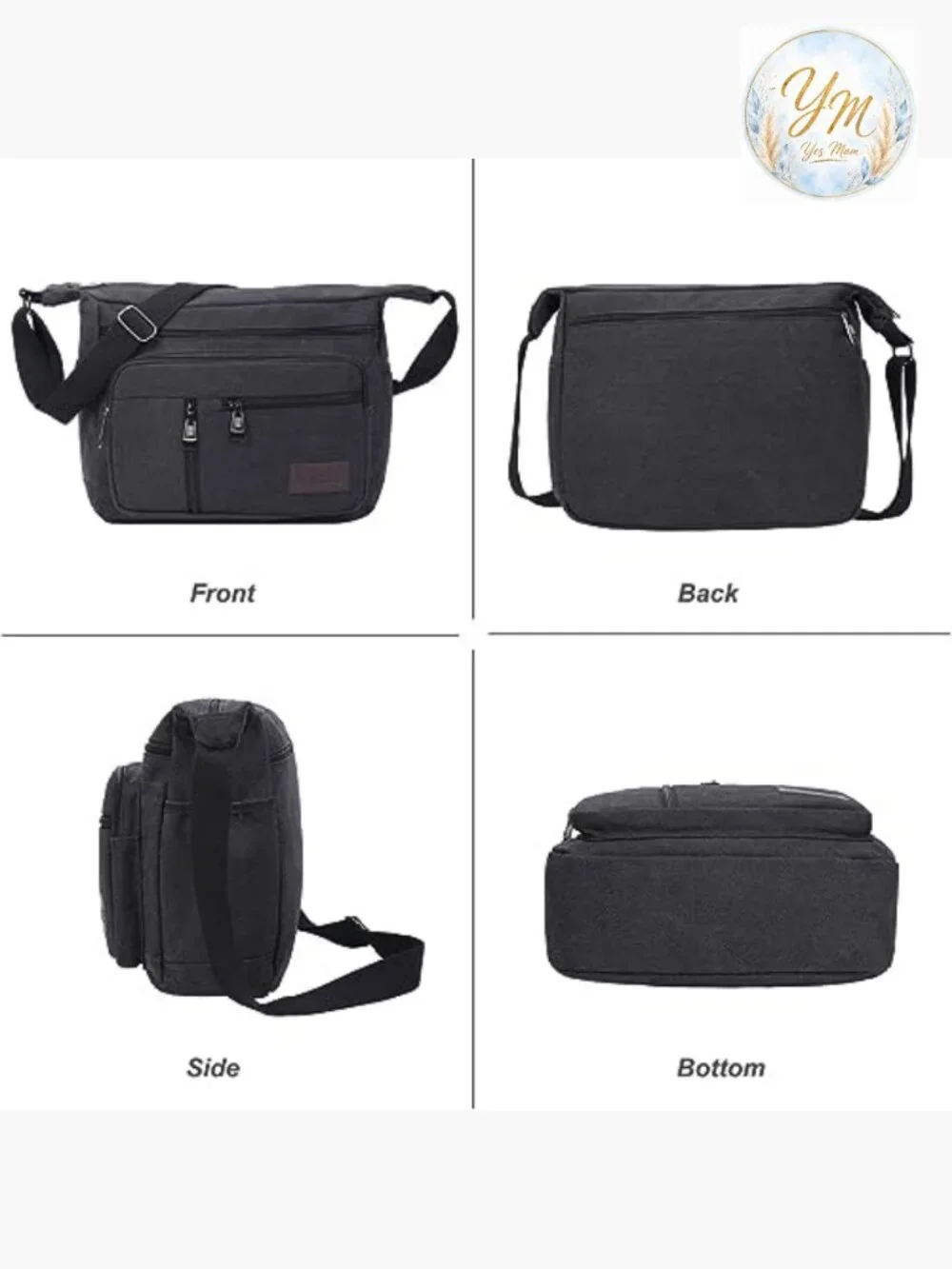 Canvas Messenger Bag Vintage Crossbody Laptop Satchel for Work School Travel